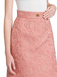 Floral Jacquard A-Line Midi-Skirt