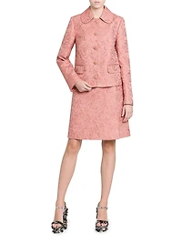 Floral Jacquard A-Line Midi-Skirt