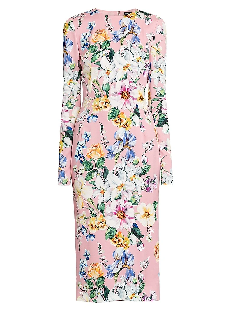 Floral Stretch Silk Midi-Dress