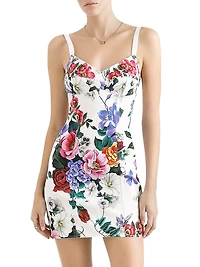 Floral Cotton-Blend Bustier Minidress
