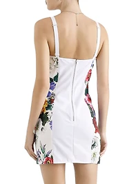Floral Cotton-Blend Bustier Minidress