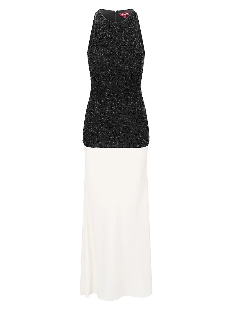 Gabrielle Bead-Embellished Colorblocked Maxi Dress