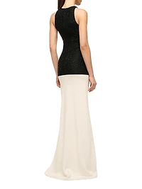 Gabrielle Bead-Embellished Colorblocked Maxi Dress