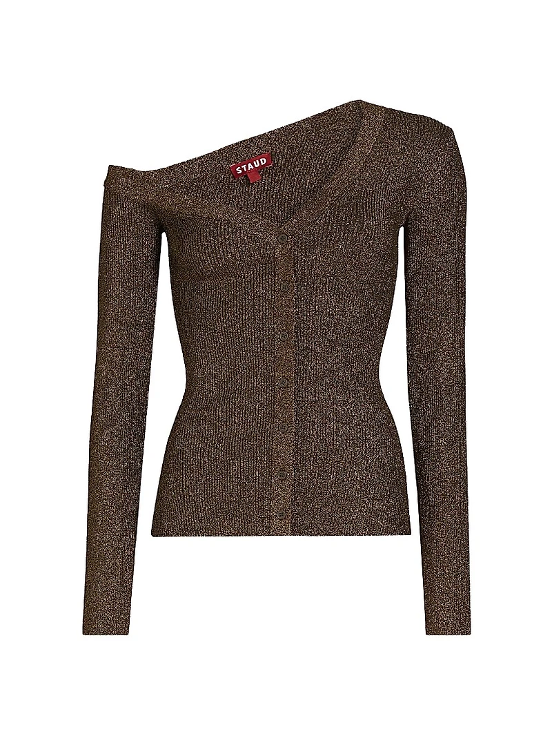 Craftsman One Shoulder Metallic Cardigan