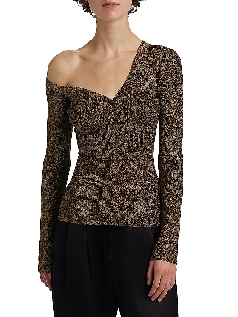 Craftsman One Shoulder Metallic Cardigan