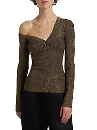 Craftsman One Shoulder Metallic Cardigan