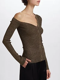 Craftsman One Shoulder Metallic Cardigan