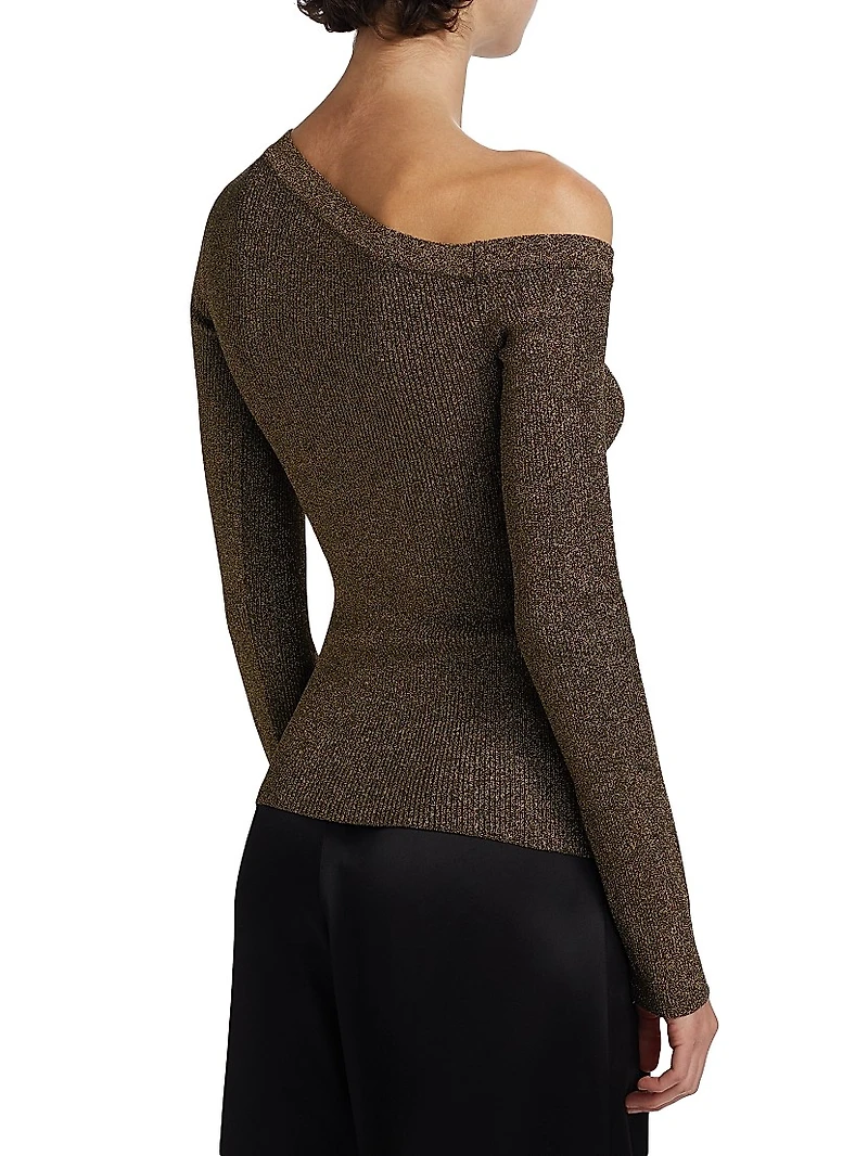 Craftsman One Shoulder Metallic Cardigan