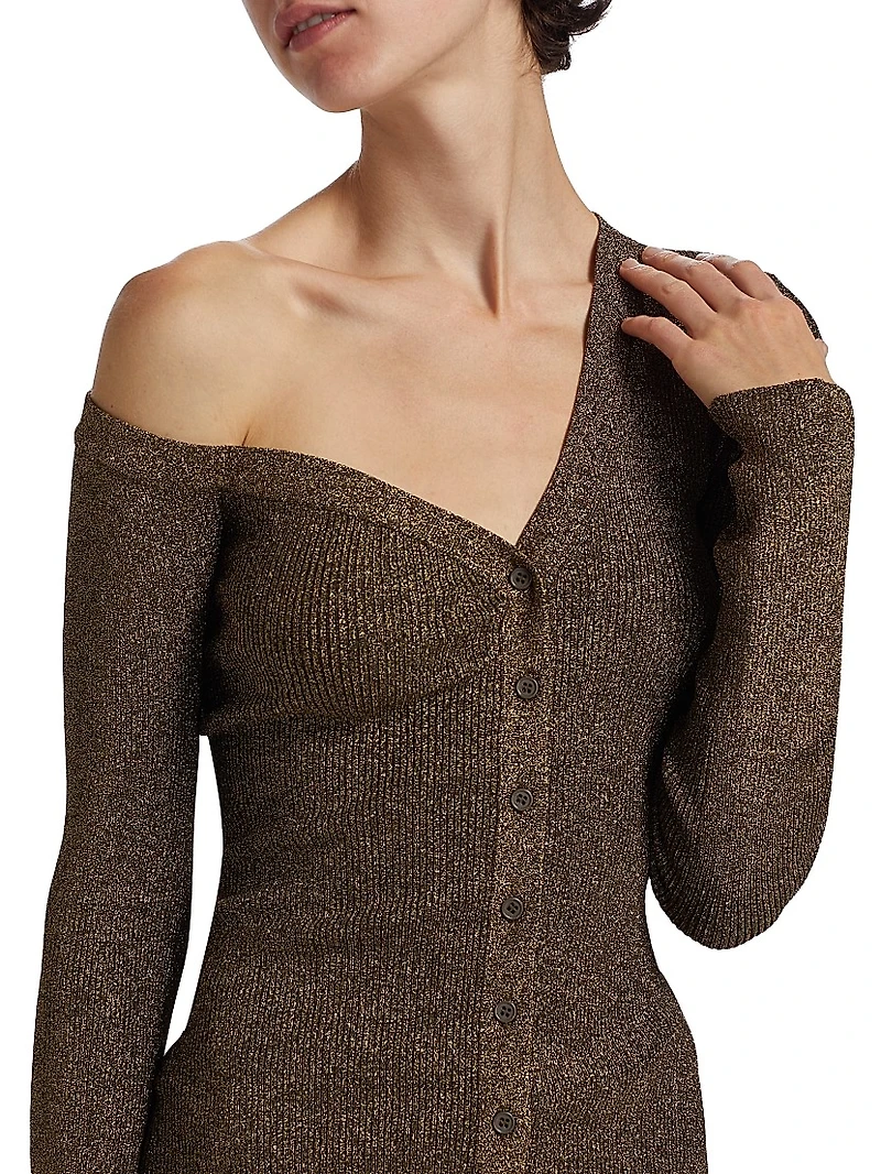 Craftsman One Shoulder Metallic Cardigan