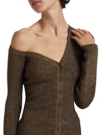 Craftsman One Shoulder Metallic Cardigan