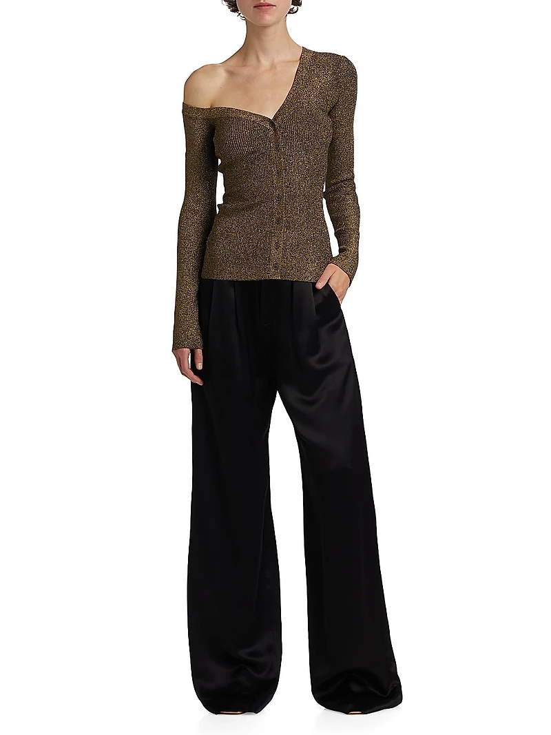 Craftsman One Shoulder Metallic Cardigan