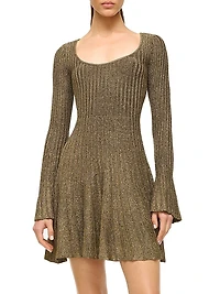 Raquel Metallic Rib-Knit Minidress