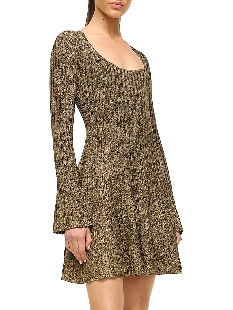 Raquel Metallic Rib-Knit Minidress