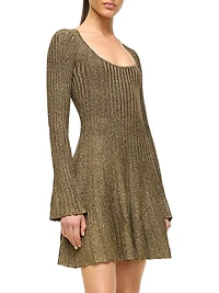 Raquel Metallic Rib-Knit Minidress
