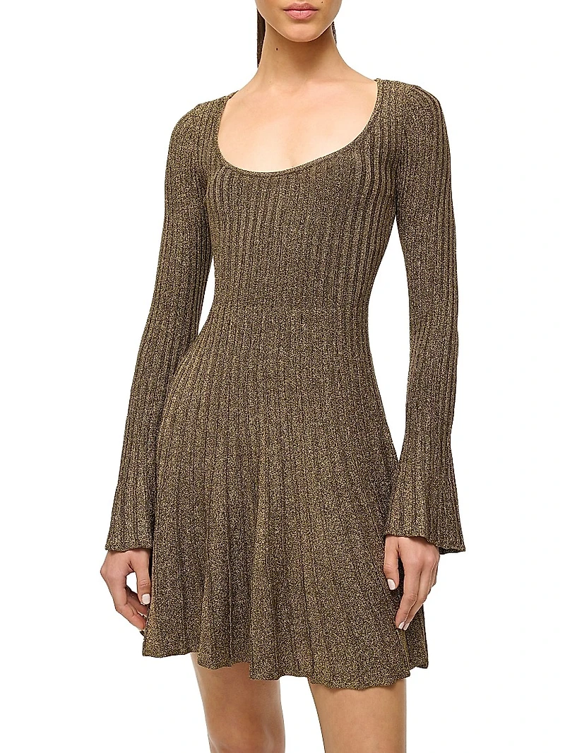 Raquel Metallic Rib-Knit Minidress