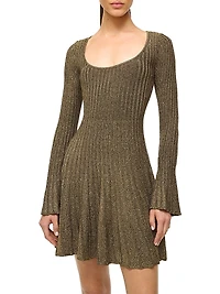 Raquel Metallic Rib-Knit Minidress