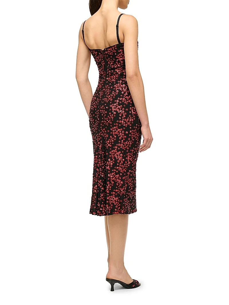 Florentina Floral Sequined Midi-Dress