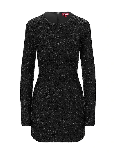 Paradise Embellished Long-Sleeve Minidress