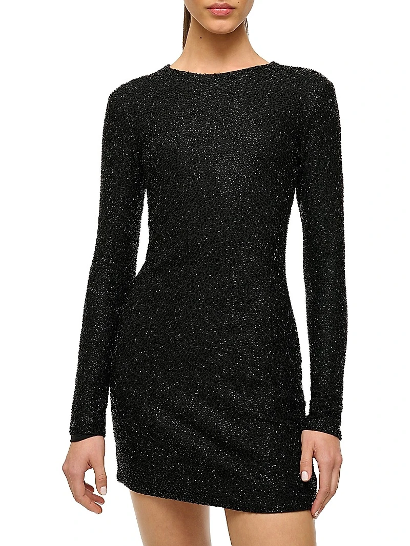 Paradise Embellished Long-Sleeve Minidress