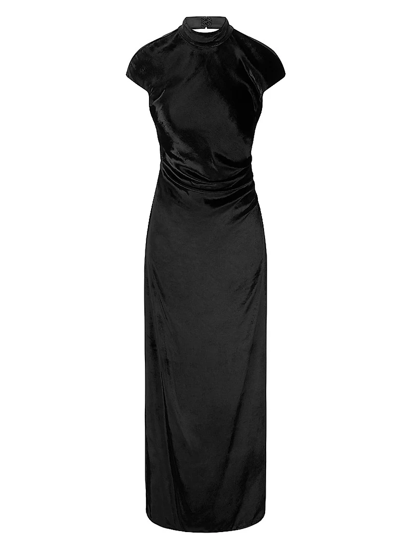 Tina Velvet Cap-Sleeve Maxi Dress