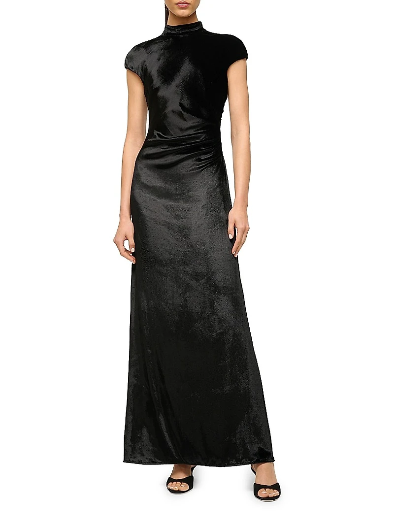 Tina Velvet Cap-Sleeve Maxi Dress