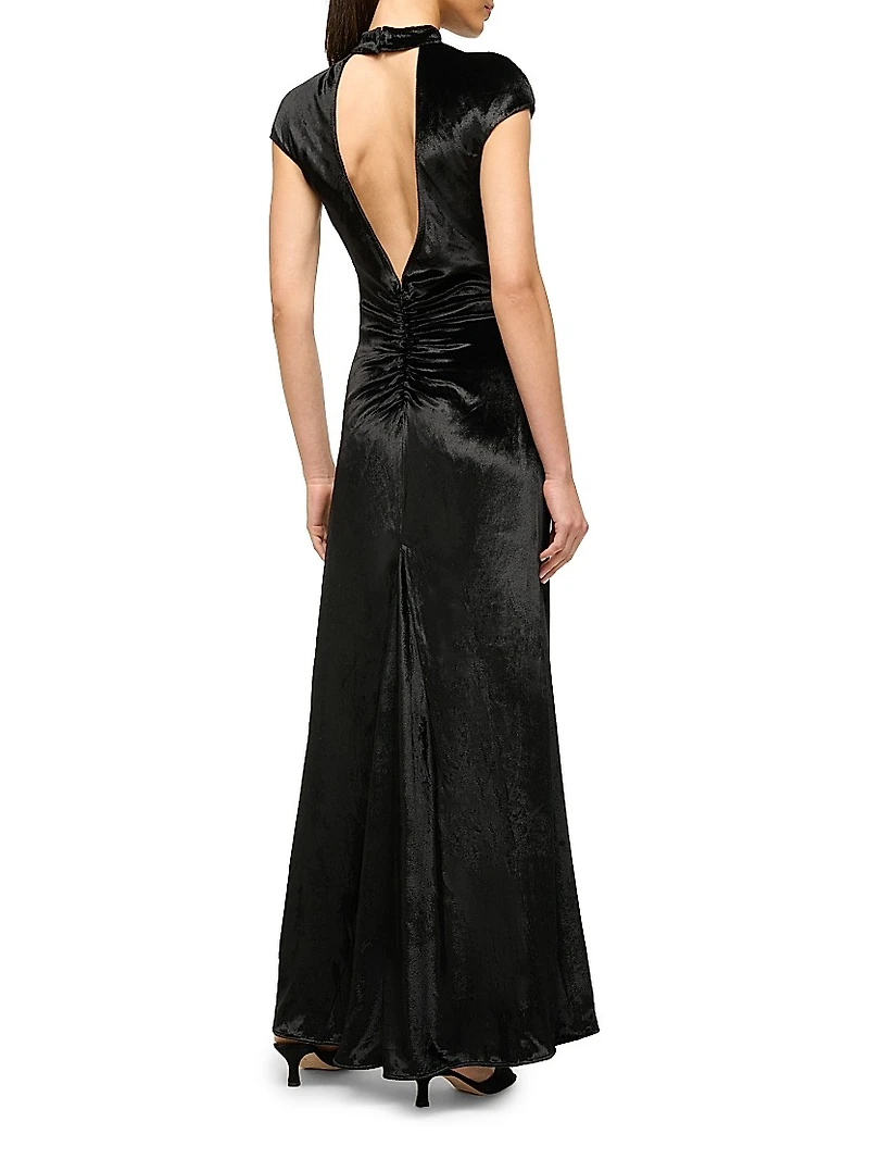 Tina Velvet Cap-Sleeve Maxi Dress