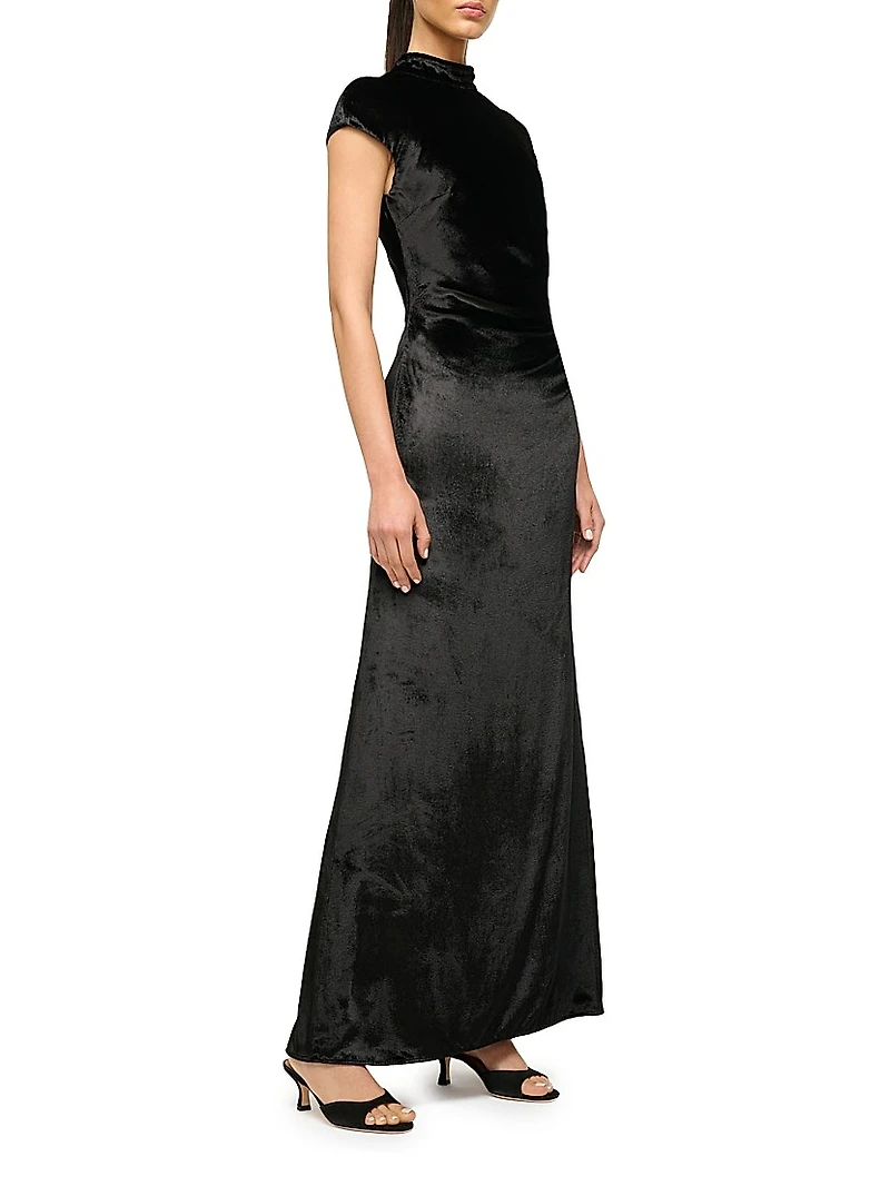 Tina Velvet Cap-Sleeve Maxi Dress