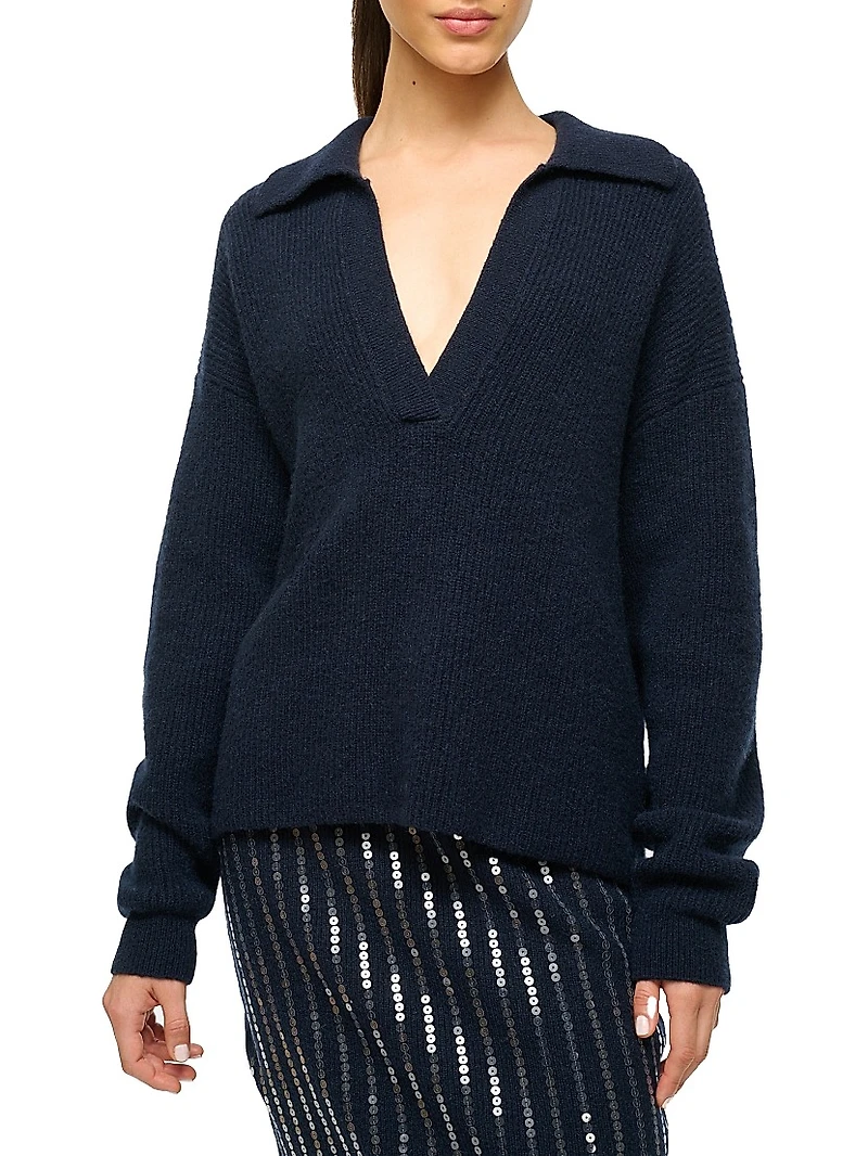 Ruston Rib-Knit V-Neck Sweater