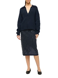 Ruston Rib-Knit V-Neck Sweater