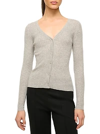 Cargo Rib-Knit V-Neck Cardigan