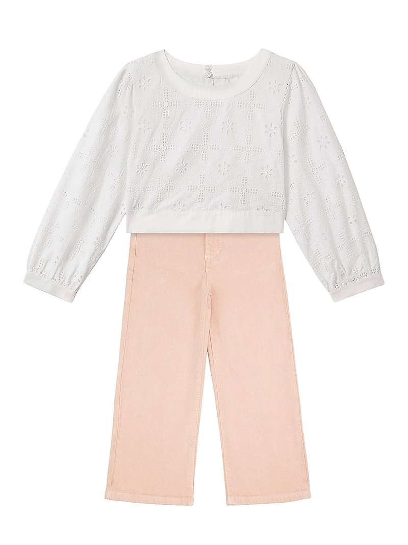 Little Girl's & Sky Wide-Leg Jeans
