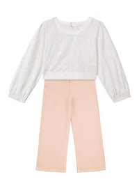 Little Girl's & Sky Wide-Leg Jeans