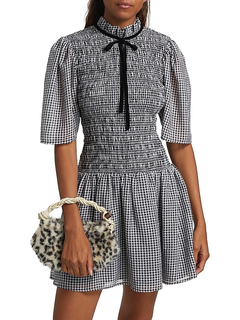 Gingham Smocked Minidress