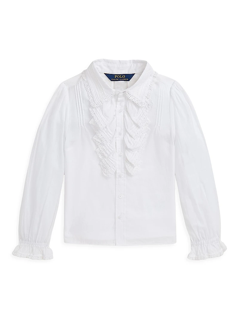 Little Girl's Voile Cotton Button-Up Shirt