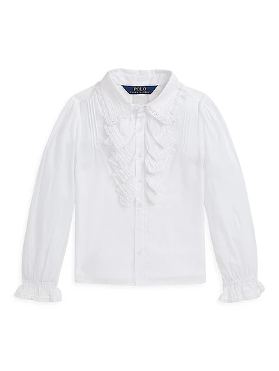 Little Girl's Voile Cotton Button-Up Shirt