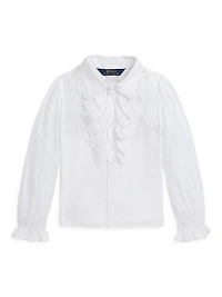 Little Girl's Voile Cotton Button-Up Shirt
