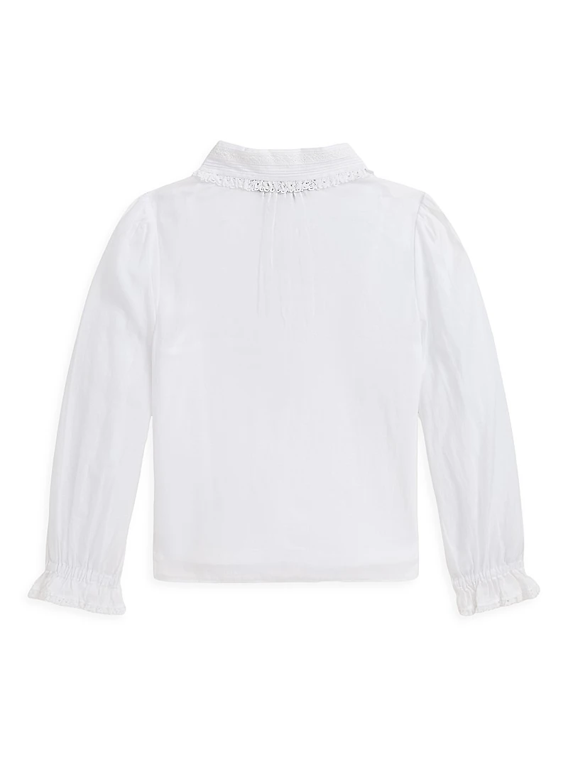 Little Girl's Voile Cotton Button-Up Shirt