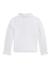 Little Girl's Voile Cotton Button-Up Shirt