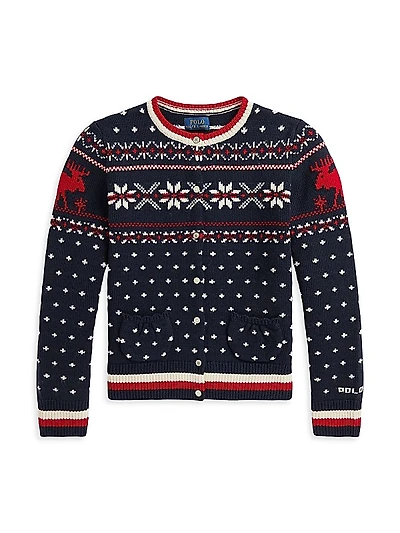Little Girl's & Girl's Fair Isle Cotton-Wool Cardigan