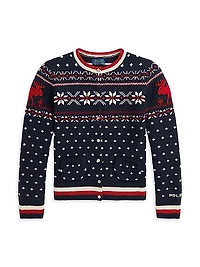 Little Girl's & Girl's Fair Isle Cotton-Wool Cardigan