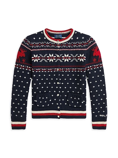 Little Girl's & Fair Isle Cotton-Wool Cardigan