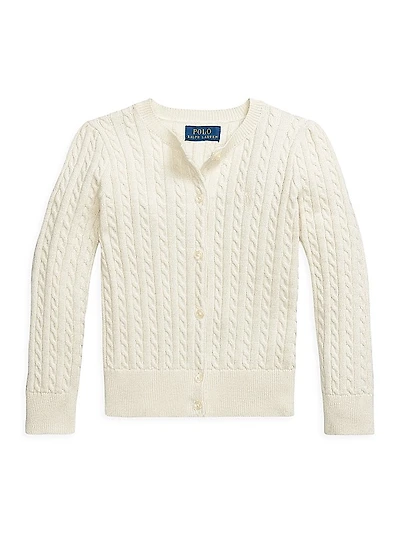 Little Girl's & Girl's Cotton Cable-Knit Cardigan