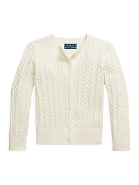 Little Girl's & Girl's Cotton Cable-Knit Cardigan