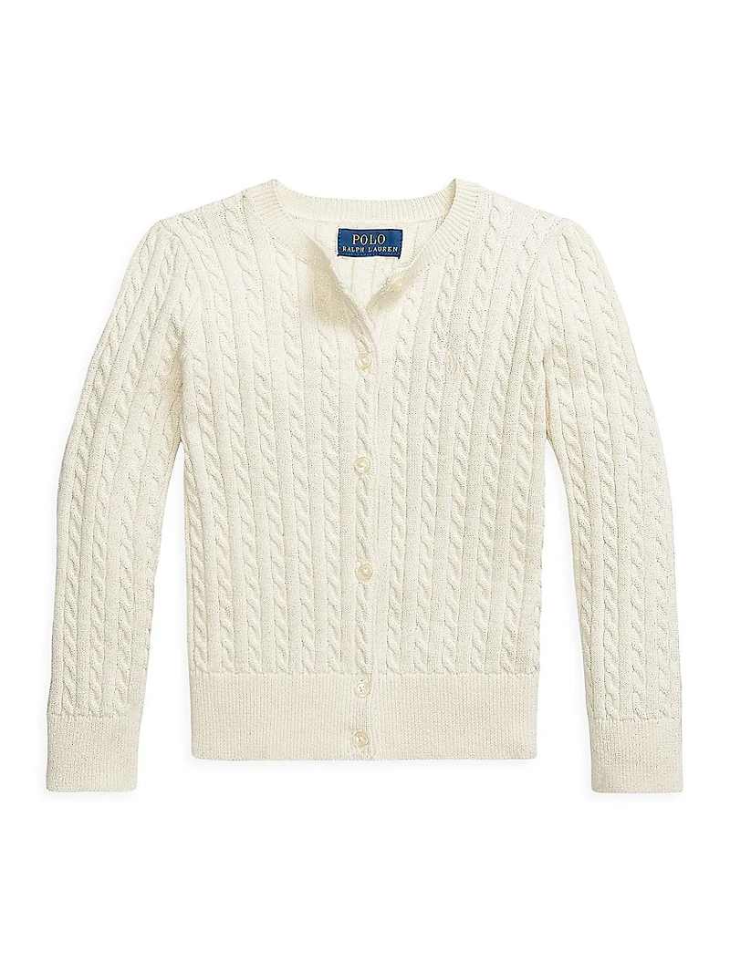 Little Girl's & Cotton Cable-Knit Cardigan
