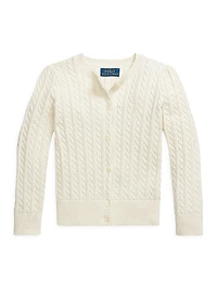 Little Girl's & Cotton Cable-Knit Cardigan