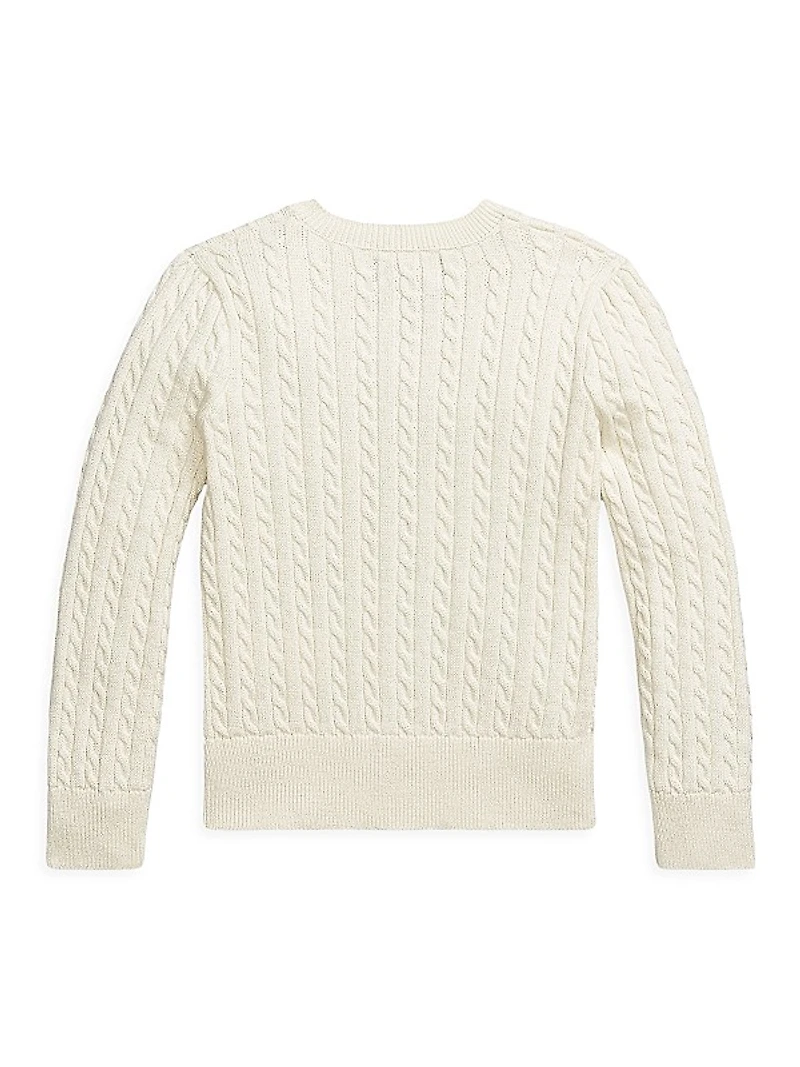 Little Girl's & Girl's Cotton Cable-Knit Cardigan