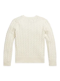 Little Girl's & Girl's Cotton Cable-Knit Cardigan