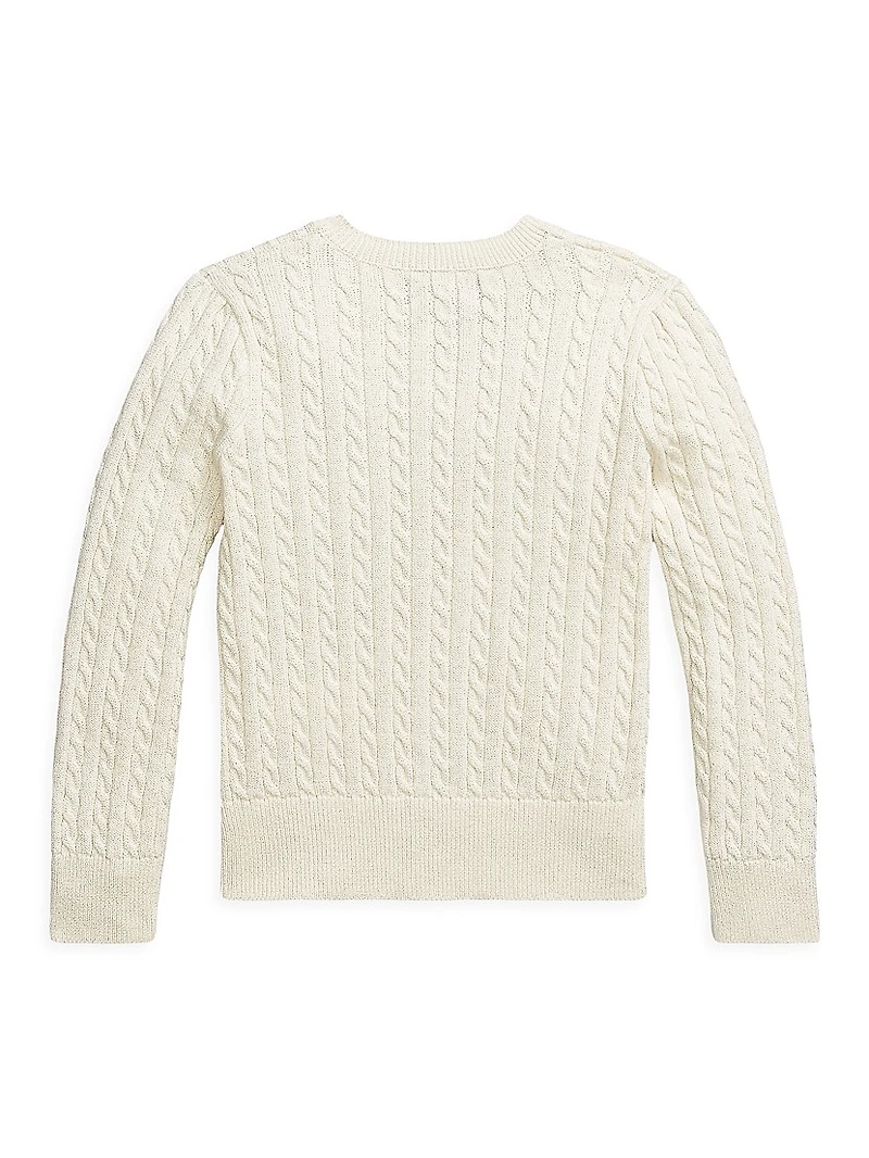 Little Girl's & Cotton Cable-Knit Cardigan