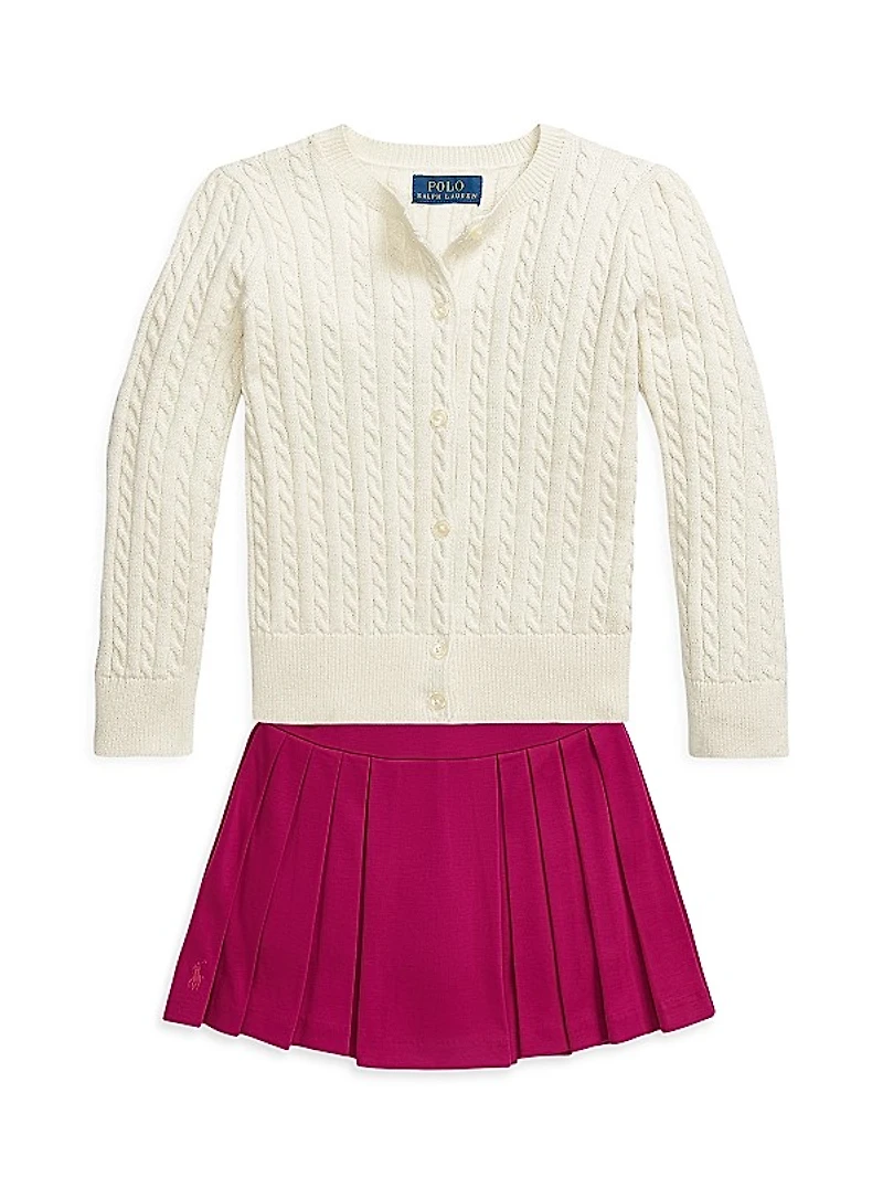 Little Girl's & Girl's Cotton Cable-Knit Cardigan