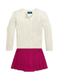Little Girl's & Girl's Cotton Cable-Knit Cardigan